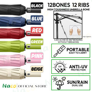 12 Ribs Umbrella Automatic Anti-UV Umbrella Windproof Foldable Umbrella Payung besar Folding Umbrella 雨伞 折叠雨伞