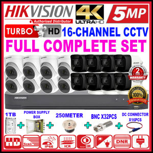 HIKVISION 5MP Full Set 🌟16-CHANNEL🌟 Full HD 1920P HIK CCTV 16CH DVR + Camera + 1TB HDD + Power Supply + Cable+Connector