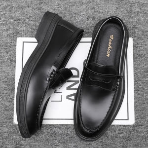 COD Glossy Black Penny Loafers Slip On Versatile Leather Shoes Men Daily Formal Outfit#D67