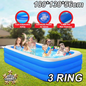 Inflatable Swimming Pool Kids Foldable Swimming Pool Baby Swimming Pool with Air Pump Family Size Water Toys