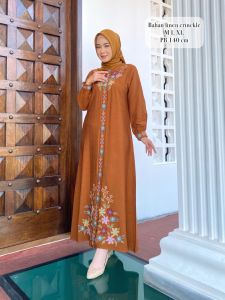 (3size) GAMIS MADINA FRASYA BAHAN LINEN CRINCLE PREMIUM PREMIUM KOMBINASI BORDIR WARNA TERBARU TERLARIS 2025