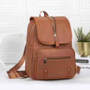 WENKEN SHOP#L6002 Women`s 13inch Pu-leather backpack featuring pebbled texture vertical zip closure on the top flap