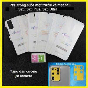 Dán PPF trong suốt mặt trước và mặt sau cho Samsung S20/ S20 Plus/ S20 Ultra ( tặng cường lực bảo vệ camera )