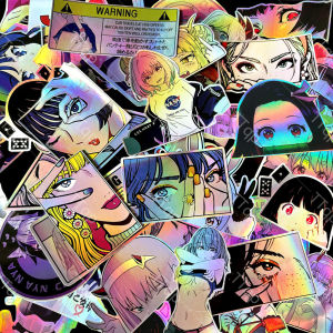 Bộ 32 Decal Anime JDM Cầu Vồng Laser Nhãn Dán Trang Trí Chống Nước Dán Xe Máy Ô Tô Mũ Bảo Hiểm