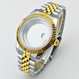 new NH35 Case 36mm/41mm silvery/black Luxury Mens Steel Case Fit NH35 NH36 Movement Case Sapphire Glass Case 20mm Strap Watch Box high-quality