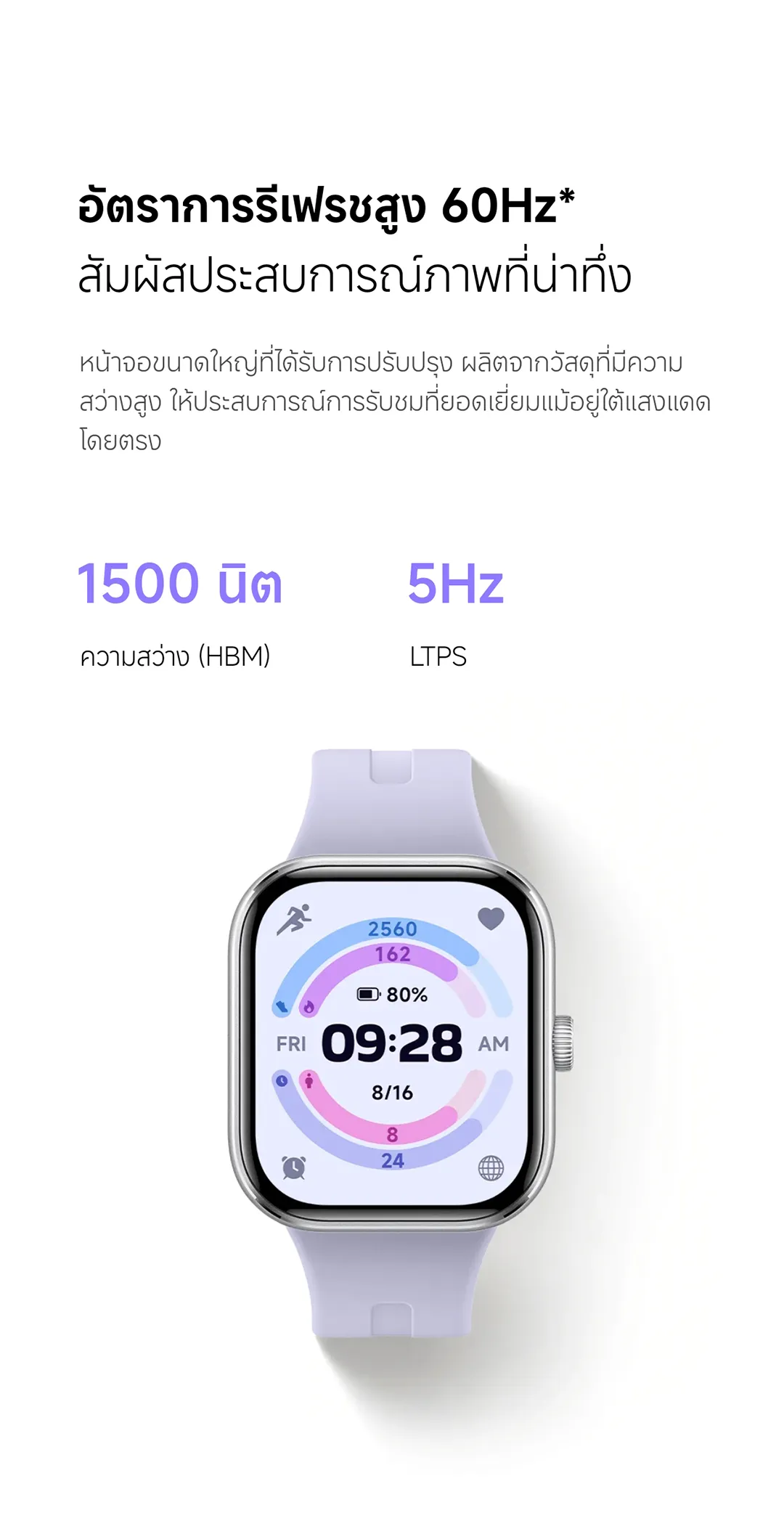 Xiaomi Redmi Watch 5 จอแสดงผลขนาด 2.07 นิ้ว 60Hz อายุการใช้งานแบตเตอรี่ยาวนานถึง 24 วัน