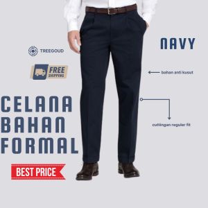 Treegoud Celana Bahan Regular Pria Celana Kantor Celana Bahan Formal Pria Reguler Celana Kantor Standar Pria Dewasa Celana Panjang Bahan Pria Reguler