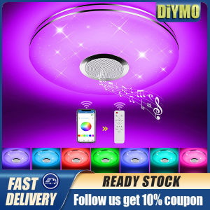 HOL 200W RGBW Starlight Ceiling Light Bluetooth Music Speaker Dimmable 108LED (36 white +36 warm white +36 colorful) 2835SMD Lamp APP Control with Remote Control AC220V