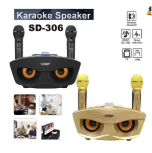 SDRD SD-306/SD306 Plus 30W Karaoke Player Dual bluetooth 4.2 Speaker Family KTV Stereo Mic Big Sound Speaker with 2 Wireless Microphones