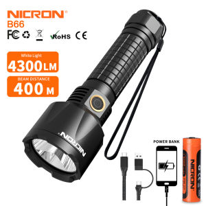 Nicron Senter Super Terang B66 Tingkat Cahaya 4300 Lumen - Jarak Sorot Cahaya 400 Meter - LED Cree XHP70.2 P4 - Water resistant IPX8