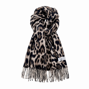 LIVELYN Imitation Cashmere Leopard Scarf Thickened Windproof Winter Scarf Vintage Style Tassel Pashmina Shawl Women