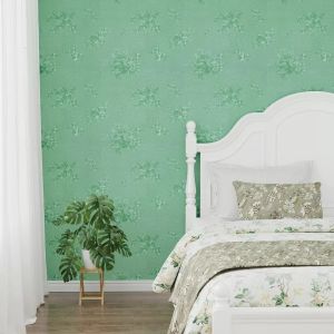 WALLPAPER STIKER DINDING BUNGA HIJAU EMBOS 45CM X 8-9M