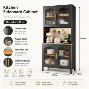 YOYO Modern Kitchen Storage Cabinet with PC Doors Multi Layer Pantry Cabinet Food Organizer Cupboard Home Kitchen Rack Storage Furniture