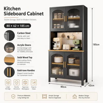 NINI Kitchen Storage Rack Cabinet with PC Door Multi Tier Shelves Food Storage Organizer Modern Home Furniture Pantry Rack Dining Room Furniture