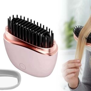 WININ Multifunctional Electric Heating Hair Straightener Brush Hairdressing Tool Rechargeable Cordless Straightening Comb Portable Hair Styling Detangling Brush Travel Use