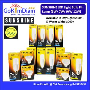 SUNSHINE LED Light Bulb & Pin Lamp 5W 7W 9W 12W Day Light (6500K) Warm White (3000K) Base E27 E14 G24d GU10 GU5.3