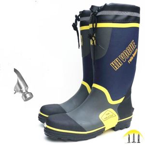 Lesvago Waterproof Mens Work Safety Boots Men Safety Shoes Steel Toe Rain Boots High Top Male PVC Rainboots Security Boots Work Shoes