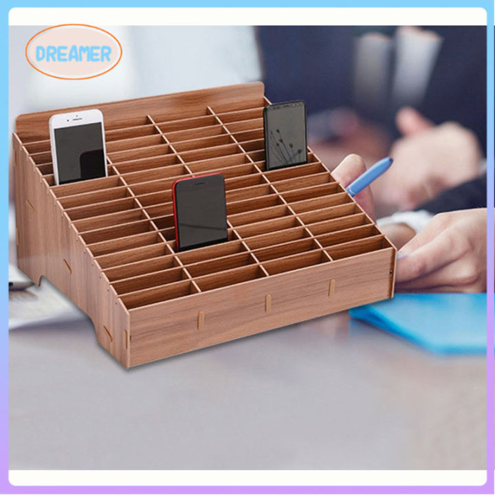 14/30 Grid Wooden Mobile Phone Storage Box Desktop Organizer For Office