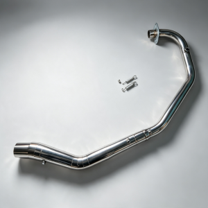 Rouser 125 fi stainless elbow on Akrapovic Hexa tip with silencer