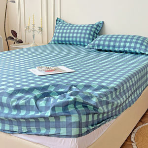 Dansunreve kẻ sọc Tấm bọc vừa vặn lưới nhỏ bedsheet Vỏ bọc nệm tấm ga trải giường rửa bông 床单 mềm duy nhất Nữ Hoàng Vua cỡ đại