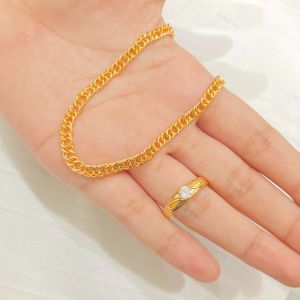 Set Perhiasan Gelang Cincin Mata Satu Lapis Emas Aksesoris Perhiasan