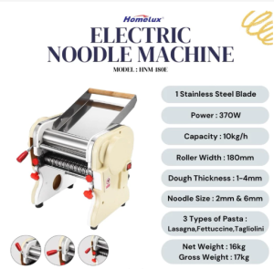 HOMELUX Commercial HNM-180E 18cm 2/6mm(370W)&HNM-220E 22cm 2/6mm(550W)Electric Noodle&Pasta Machine/Mesin mee&Karipap