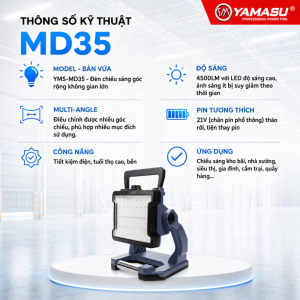 Đèn Tích Điện Đa Năng YAMASU Siêu Sáng Cắm Trại Dã Ngoại Làm Việc Công Trình Xài Pin YMS-MD35
