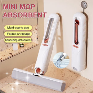 Portable Mini Mop with Squeeze Sponge Mop Spray Spin Glass Window Bathroom Household Floor Cleane Rapid Water Absorption Kitchen Car Cleaning Mop Desk Cleaner Glass Sponge Cleaning Tools