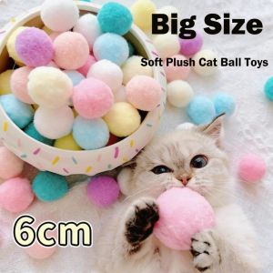 LETIGO 10pcs Big Size Plush Balls Cat Toys Colorful 6cm/2.4inch Cat Chasing Ball Toys Interactive Plush Cat Ball Toys