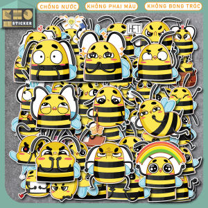 Combo 50 Sticker Bee chống nước sticker dán laptop điện thoại đàn guitar mũ bảo hiểm vali.