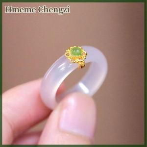 Hmeme Chinese Retro Imitation Ring Fashion Delicate Stone Jewellery Minimalism Hanfu Matching Hand Ornaments