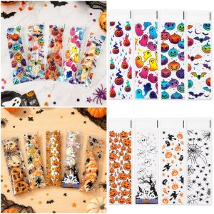 FLYING 50/100PCS Cartoon Pattern Halloween Candy Bag Mixed Printed Multicolor Packaging Bag Creative Ghost Pumpkin Self-seal Bag Halloween Supplies