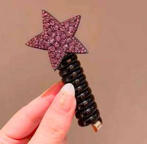 New Children Girls Rhinestone Pentagram Star Ponytail Elastic Hair Bands Rubber for Kids Fashion Accessories