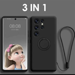 Magnetic silicone phone case for Samsung Galaxy S21 20 fe S25 S24 S23 S22 Plus Ultra A15 A25 A35 A55 A54 cover with ring strap