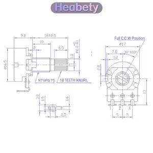 Heabety  Chiết áp trục bằng đồng cho guitar điện bass a250k/b250k/a500k/b500k