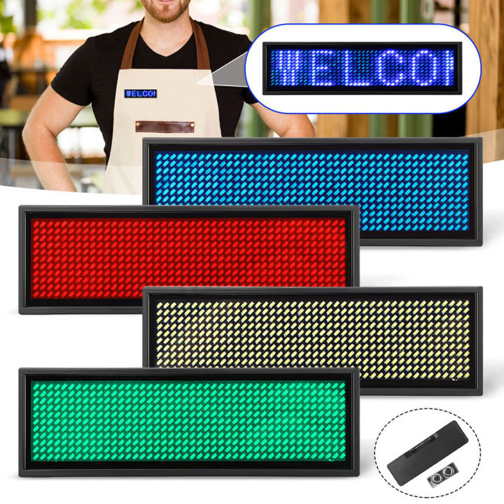 Livecreating Mini LED Digital Programmable Rechargeable Scrolling Name ...