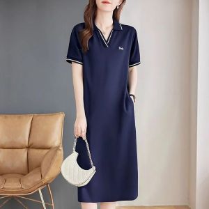 Casual Longline Mid-Length Dress For Women Short Sleeve Loose Straight Cut Stylish Summer Plus Size Skirt