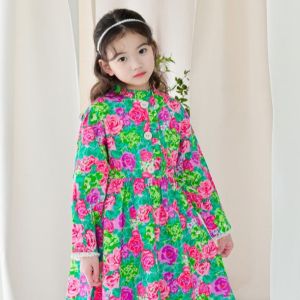 Girls’ Floral A-Line Cotton Dress – Lace-Trim Sweet Spring Outfit | I LOVE J Korea’s Premium Kidswear (Ages 4–11)