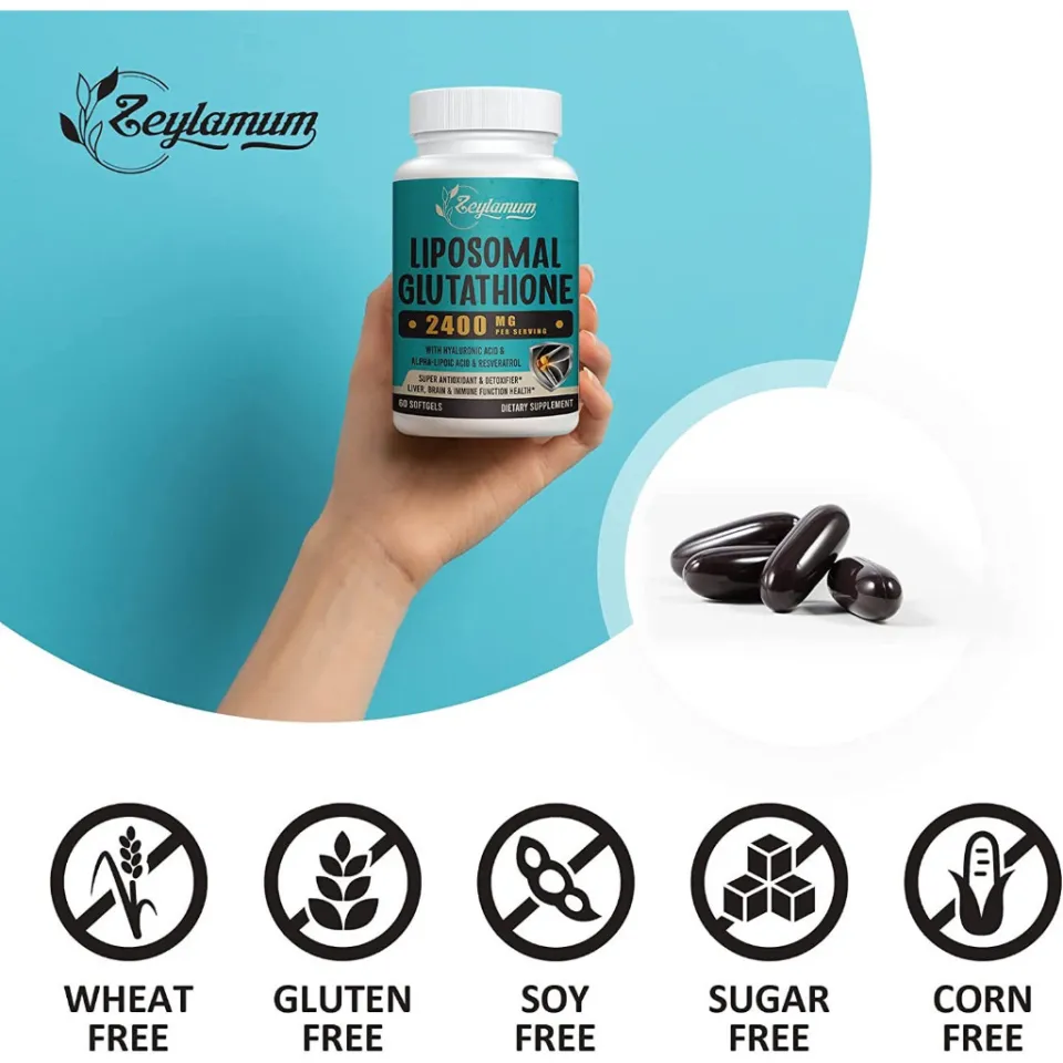 Zeylamum 2400 MG Liposomal Glutathione Softgels, Max Absorption, Active Form  L-Glutathione Reduced,60 Softgels(sku.2275) | Lazada.co.th