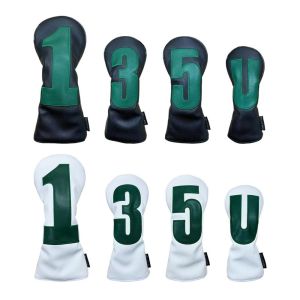 GOXBERK 1 3 5 U Golf Head Cover Number Print PU Leather Wood Headcover Outdoor Sports Embroidered Golf Club Protector Driver Fairway