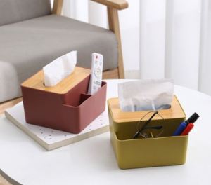 Tissue Box Bamboo Cover Napkin Paper Dispenser Organizer Cosmetic Holder - Zoverstocks