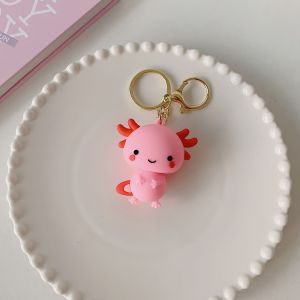 2PCS Cartoon Axolotl Keychain Cute Animal Dolls Pendant Backpack Hanging Decor Charm Car Keyring Couple Gifts