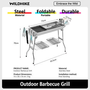 Outdoor barbecue grill  portable  grill for outdoor use single-person barbecue grill with slots suitable for home use and outdoor camping.