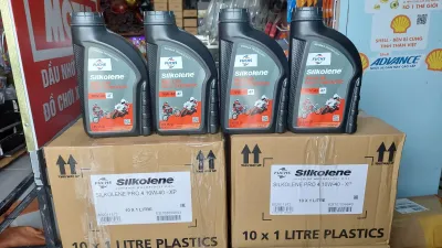 Combo 4 chai nhớt fuchs silkolene pro 4xp synthetic 10w-40 4T