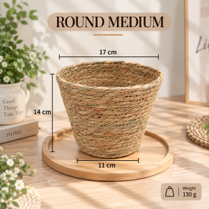 AMKado Bakul Rotan Semula Jadi Anyaman Tangan Penyimpan Barang Mainan Pakaian Natural Rattan Woven Basket Handmade Storage Organizer Home Decor 天然藤篮 AMK
