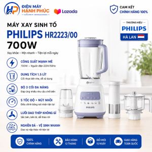 Máy xay sinh tố Philips HR2223/00 - Công suất 700W 5 Tốc độ xay 3 Cối tiện dụng - Hàng chính hãng
