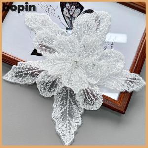 Bopin เลื่อมลูกปัดดอกไม้คอผ้าปะติดลูกไม้สีขาวลูกไม้ปักช่อดอกไม้ DIY ตกแต่งงานแต่งงานชุดเสื้อผ้าอุปกรณ์เสริม