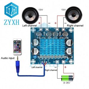 XH-A232 TPA3110 Digital Amplifier Board 30W*2 2.0 Channel Class D Stereo Audio AMP DC 8-26V 3A For Desk Speaker High definition digital audio amplifier board MP3 amplifier module 12V24V amplifier board dual channel 30W DIY small speaker making audio board