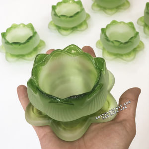 Đế nến hoa sen lưu ly đèn cầy 7 màu trắng vàng xanh đỏ tím hồng chân nến lưu ly tealight cao cấp