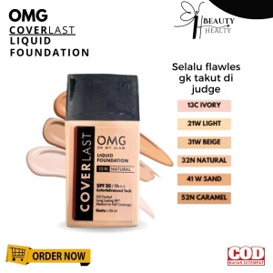 OMG Oh My Glam Coverlast Liquid Foundation 25ml Foundation Tahan Lama SPF 20PA++ Cocok Untuk Semua Warna Kulit